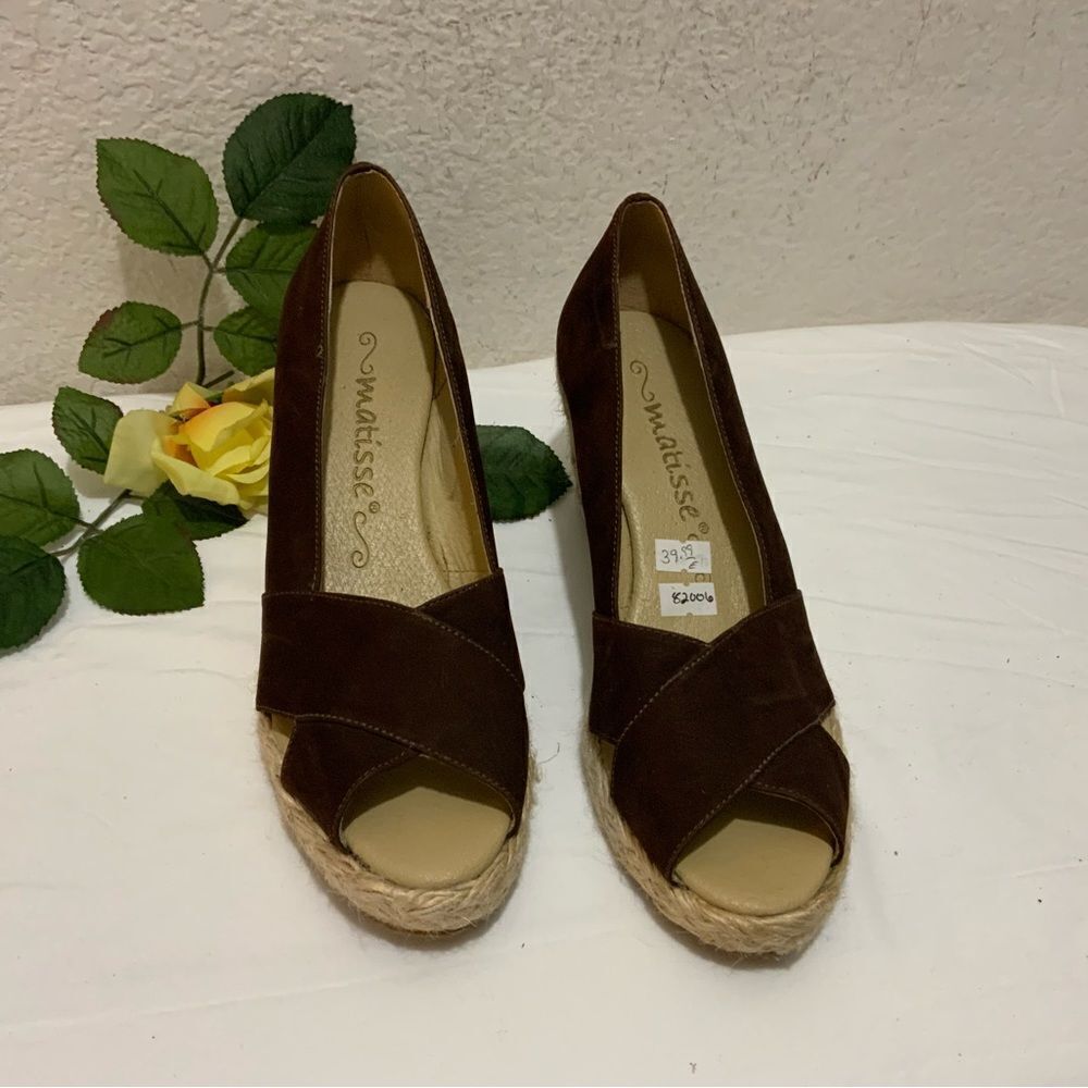 MATISSE Espadrille Heels suede brown size 8 M